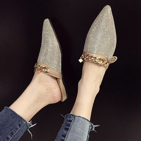 Best Online Shop in Australia - Half Trailer Rhinestone Flats - Emete store