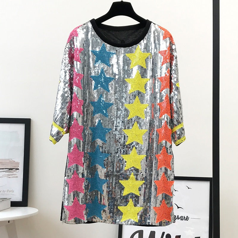 Best Online Shop in Australia - Star Sequin Loose Pullover Tee - Emete store