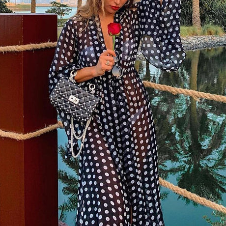 Best Online Shop in Australia - Loose chiffon polka dot cover-up - Emete store