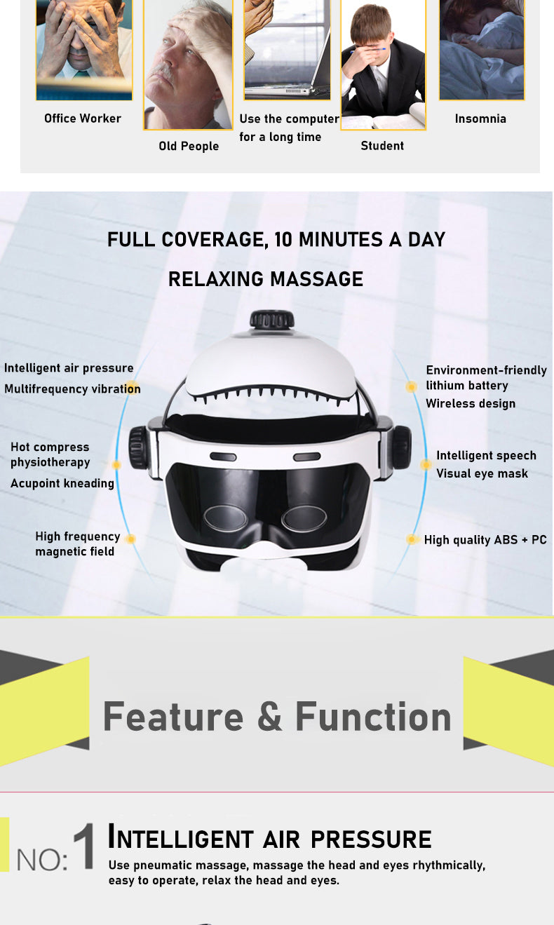New Electric Head Massager Wireless Scalp Massager Automatic Vibration Heating Scalp Head Massager - Emete store