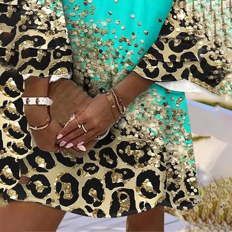 Best Online Shop in Australia - Summer Leopard V-Neck Dress - Emete store