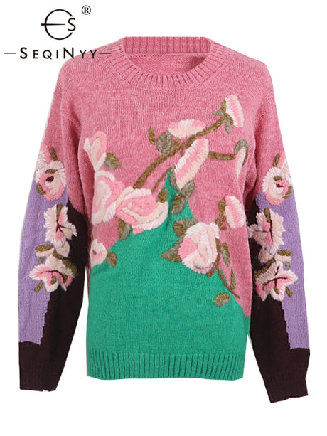 Best Online Shop in Australia - Cashmere Pink Hook Flower Sweater - Emete store