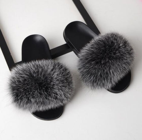Best Online Shop in Australia - Real Fox Fur Non-slip Slides - Emete store