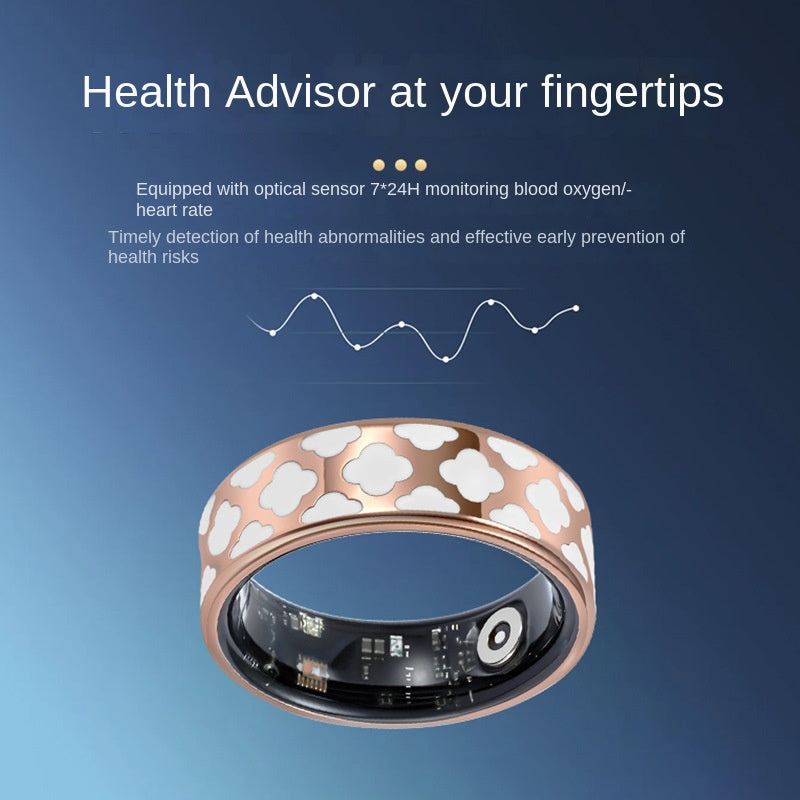 Health Smart Titanium Steel Ring Waterproof Blood Pressure Oxygen Sleep Movement Tracking Multi-Function Ring High-Tech Pair Ring - Emete store