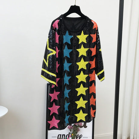 Best Online Shop in Australia - Star Sequin Loose Pullover Tee - Emete store