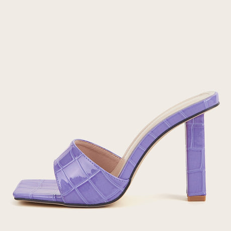 Best Online Shop in Australia - Purple Snake Print Heels Slides - Emete store