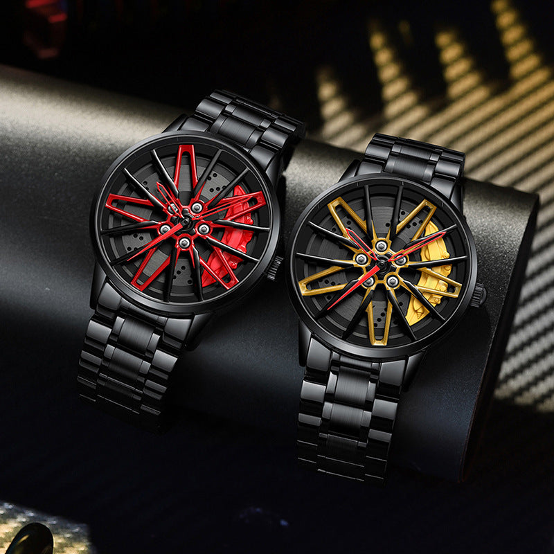New Top Brand Luxury Mens Watches Stainless Steel Car Wheel Hub Quartz Watch For Men Military Sport Watch Relogio Masculino - Emete store