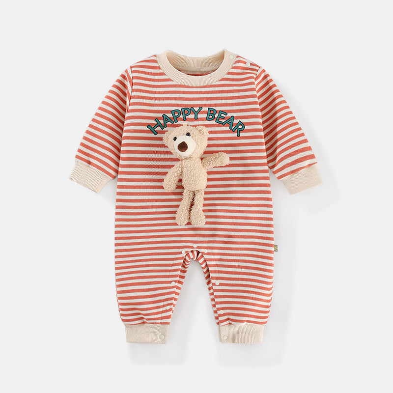 Best Online Shop in Australia - Baby Striped Bear Jumpsuit Romper - Emete store