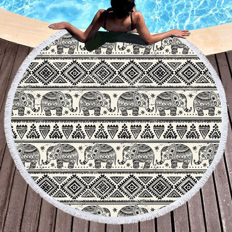 Best Online Shop in Australia - Boho Elephant 3D Print Beach Towel - Emete store