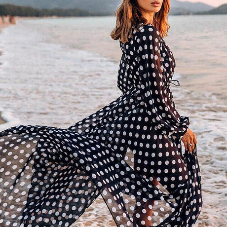 Best Online Shop in Australia - Loose chiffon polka dot cover-up - Emete store
