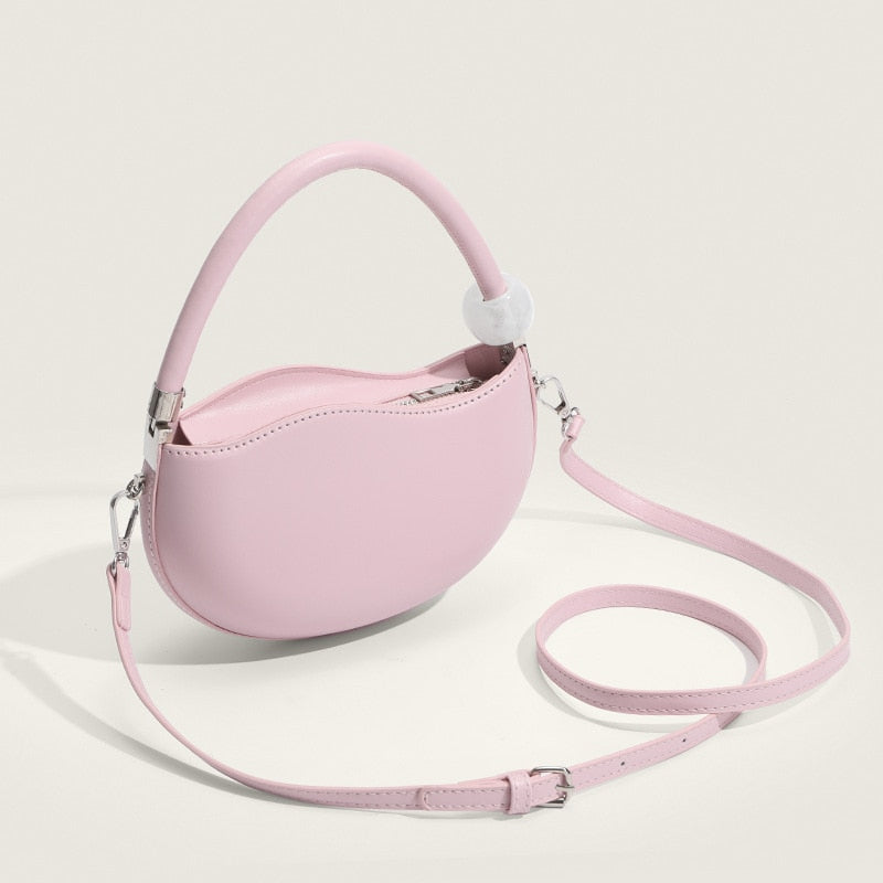 PastelPea Elegance: Cute White Pink Small Shoulder Bag