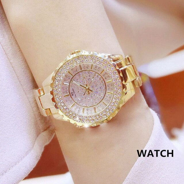Women Watches Luxury Brand Diamond Quartz Ladies Rose Gold Watch Stainless Steel Clock Dress Watch women relogio feminino - Emete store