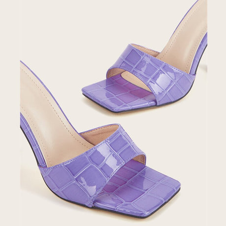 Best Online Shop in Australia - Purple Snake Print Heels Slides - Emete store
