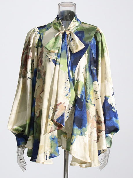 Best Online Shop in Australia - Bowknot Collar Lantern Loose Shirt - Emete store