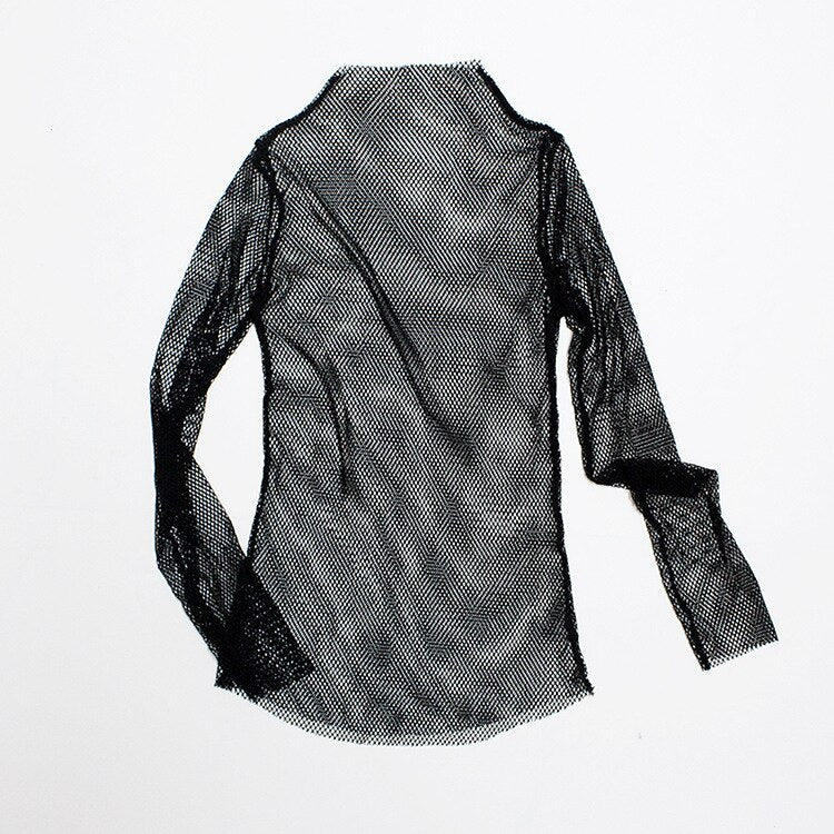 Best Online Shop in Australia - Fishnet Mesh See-through Black shirt - Emete store