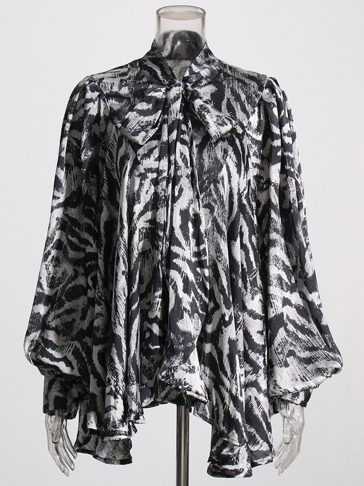 Best Online Shop in Australia - Bowknot Collar Lantern Loose Shirt - Emete store