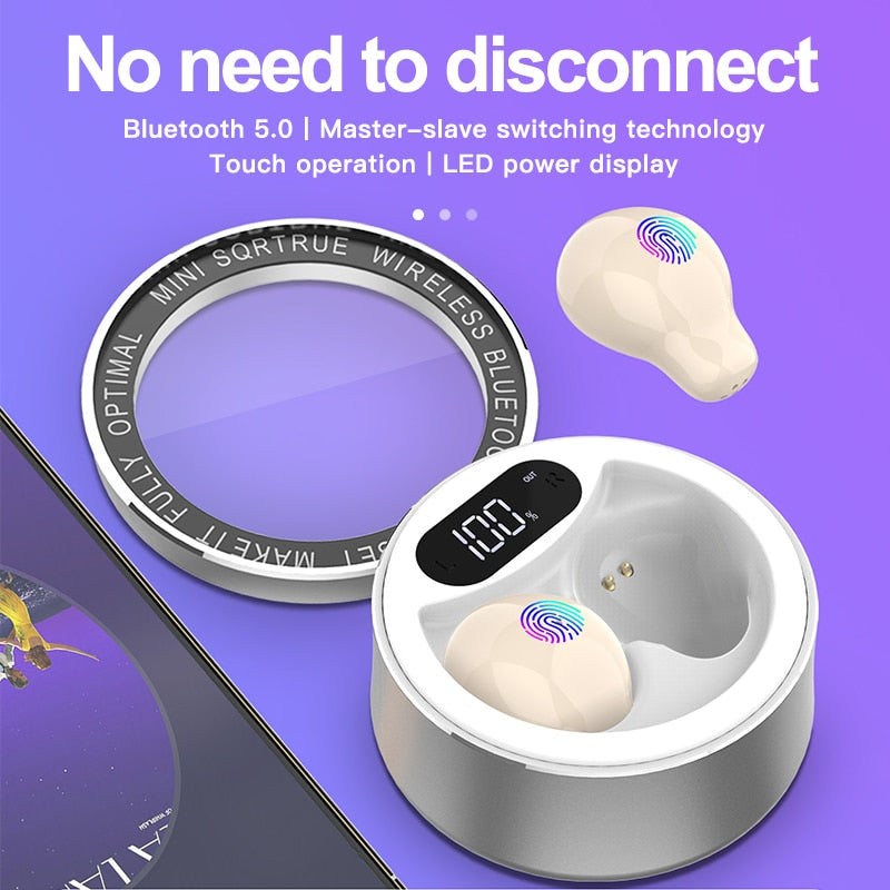 x26 Ultra Small Mini Hidden Wireless Bluetooth 5.0 Earphone Touch Control Portable Charging Case Earbuds TWS Sport Headset - Emete store
