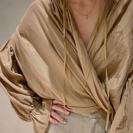 Best Online Shop in Australia - Vintage V Neck Lace Up Shirts - Emete store