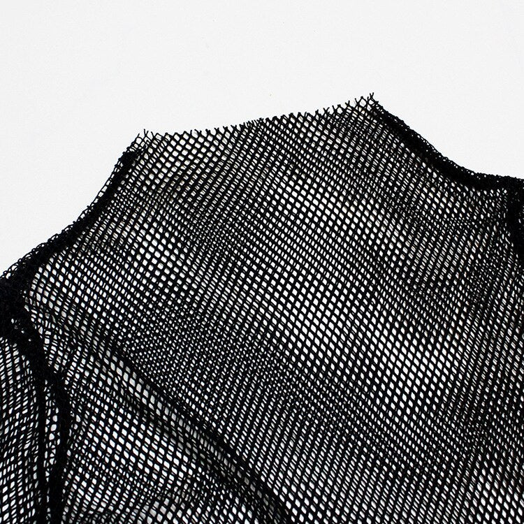 Best Online Shop in Australia - Fishnet Mesh See-through Black shirt - Emete store