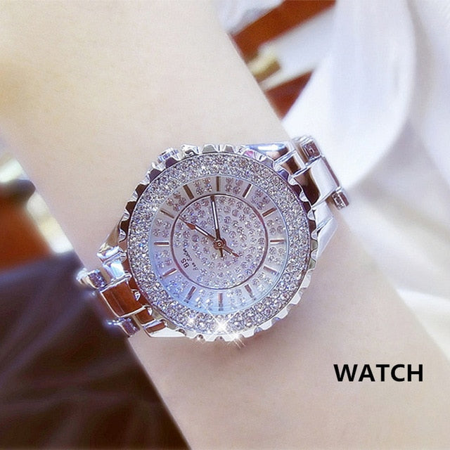 Women Watches Luxury Brand Diamond Quartz Ladies Rose Gold Watch Stainless Steel Clock Dress Watch women relogio feminino - Emete store