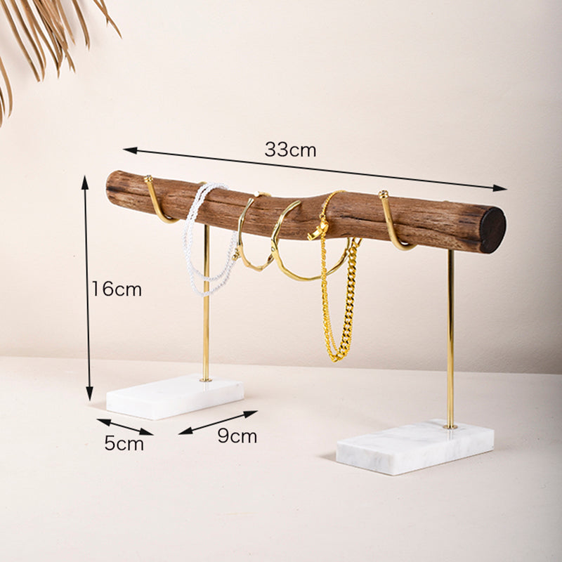 Best Online Shop in Australia - Bracelet Storage Rack Natural Wood And Brass Marble Base Necklace Display Rack - Emete store