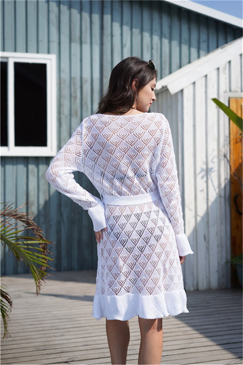 Best Online Shop in Australia - White Hollow Knit Beach Cover - Emete store