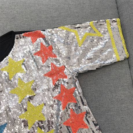 Best Online Shop in Australia - Star Sequin Loose Pullover Tee - Emete store