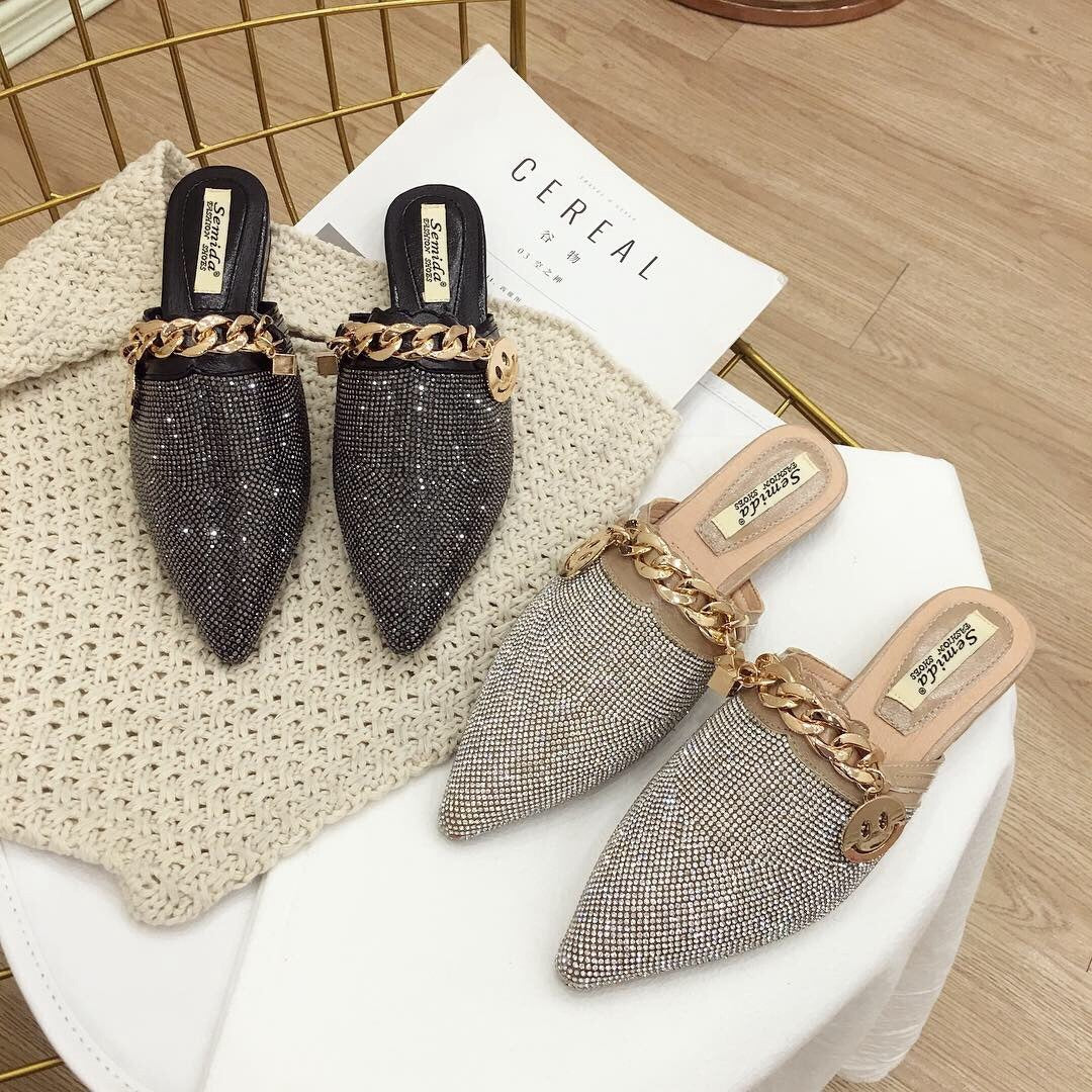 Best Online Shop in Australia - Half Trailer Rhinestone Flats - Emete store