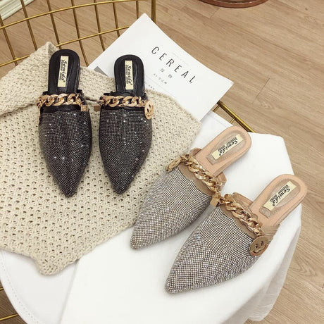Best Online Shop in Australia - Half Trailer Rhinestone Flats - Emete store