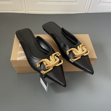 Best Online Shop in Australia - Buttoned Flat Half-Slip Sandals - Emete store