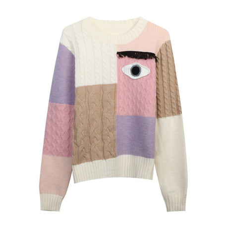 Best Online Shop in Australia - Women’s Round Neck Patchwork Sweater - Emete store