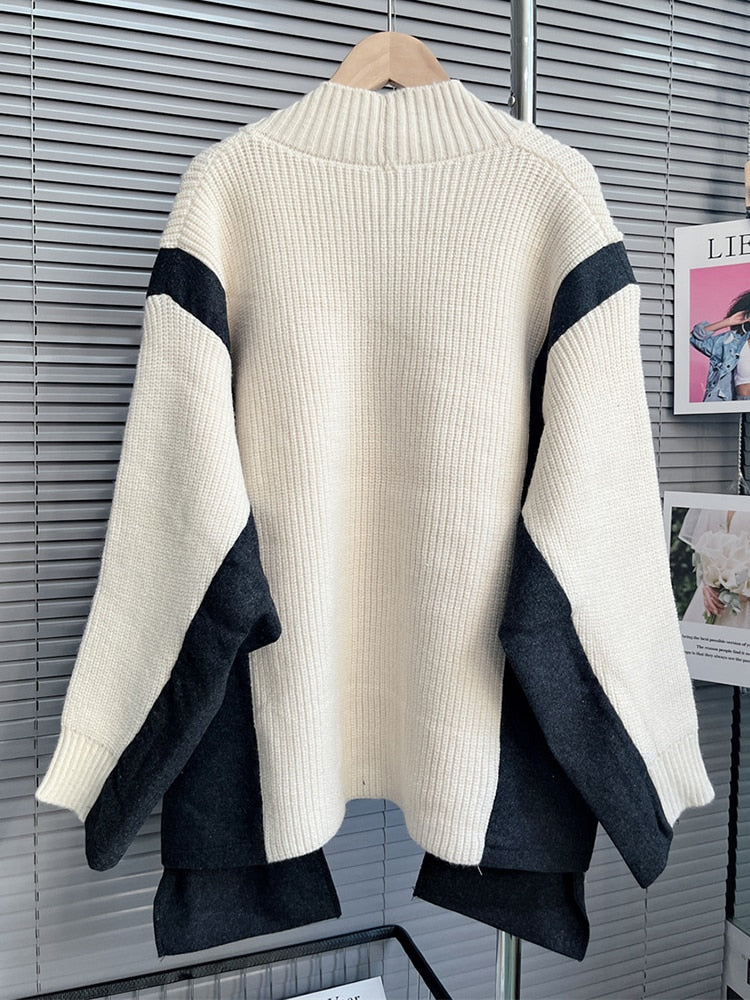 Best Online Shop in Australia - Patchwork Colorblock Knit Sweater - Emete store