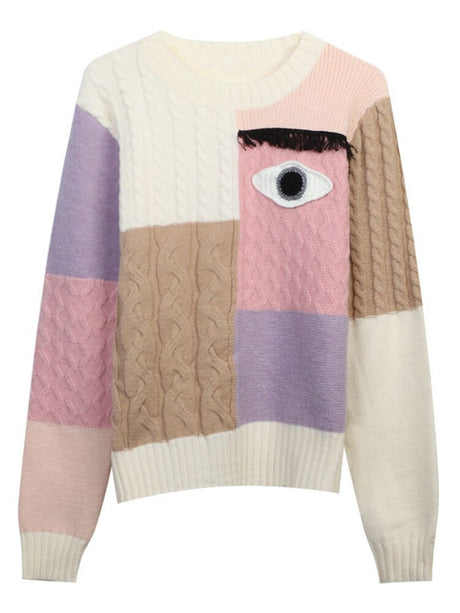 Best Online Shop in Australia - Women’s Round Neck Patchwork Sweater - Emete store
