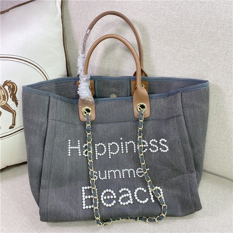 Best Online Shop in Australia - Canvas leather pearl tote bag - Emete store