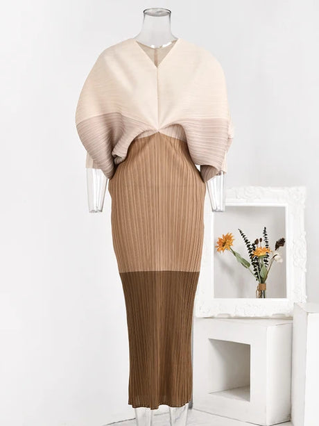 Best Online Shop in Australia - Patchwork Pleated Dress For Women - Emete store