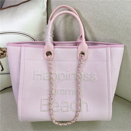 Best Online Shop in Australia - Canvas leather pearl tote bag - Emete store
