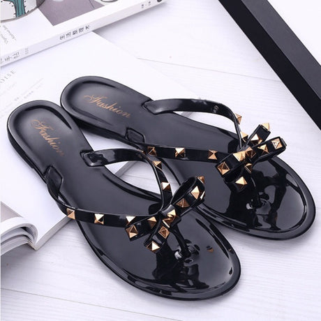 Best Online Shop in Australia - Crystal Jelly Bow Flip Flops - Emete store