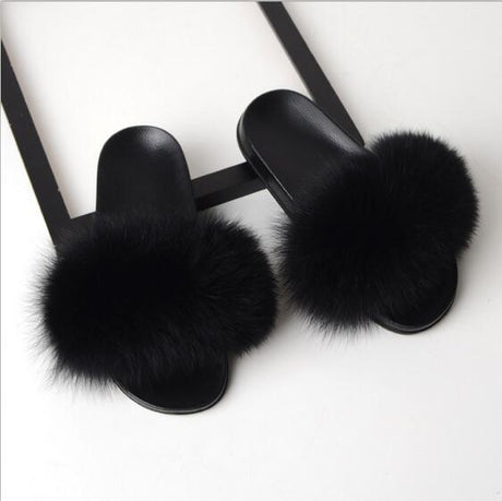 Best Online Shop in Australia - Real Fox Fur Non-slip Slides - Emete store