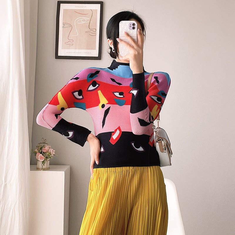 Best Online Shop in Australia - Slim High Neck Pleated Top - Emete store