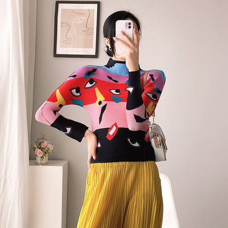 Best Online Shop in Australia - Slim High Neck Pleated Top - Emete store