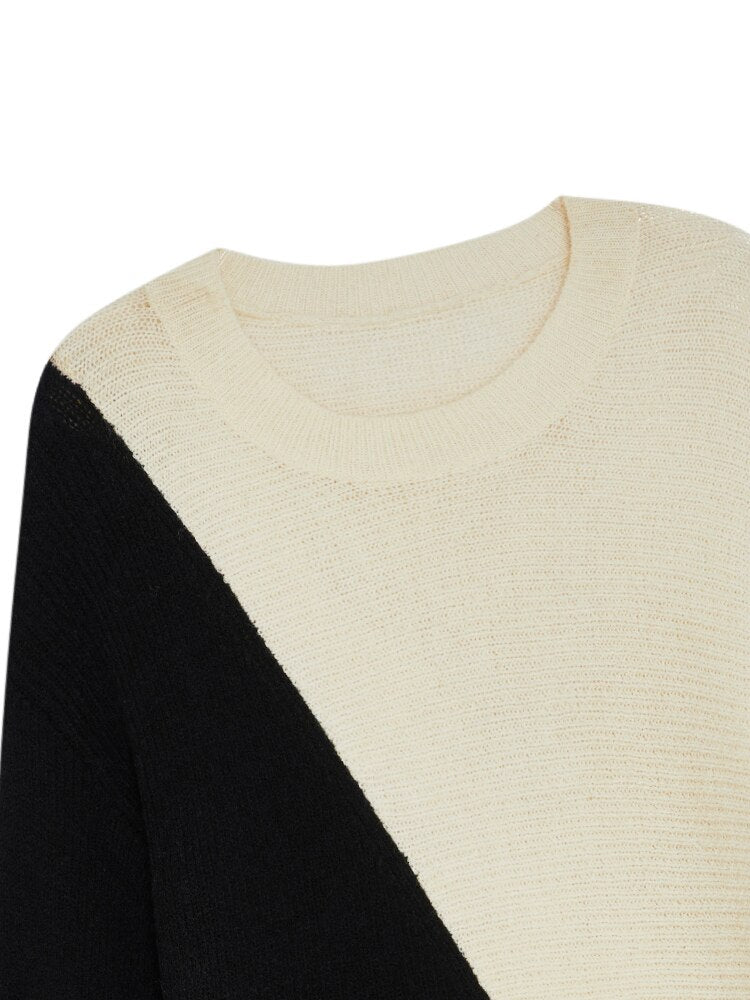 Best Online Shop in Australia - Color Block Round Neck Sweater - Emete store