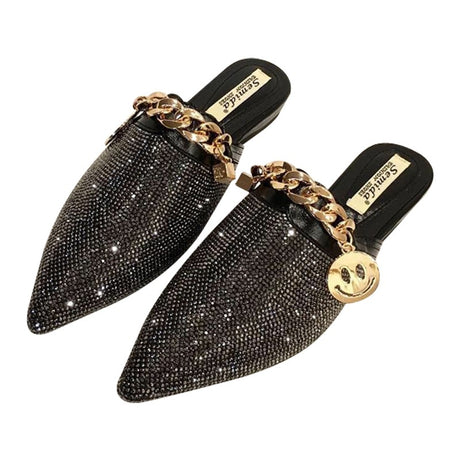 Best Online Shop in Australia - Half Trailer Rhinestone Flats - Emete store