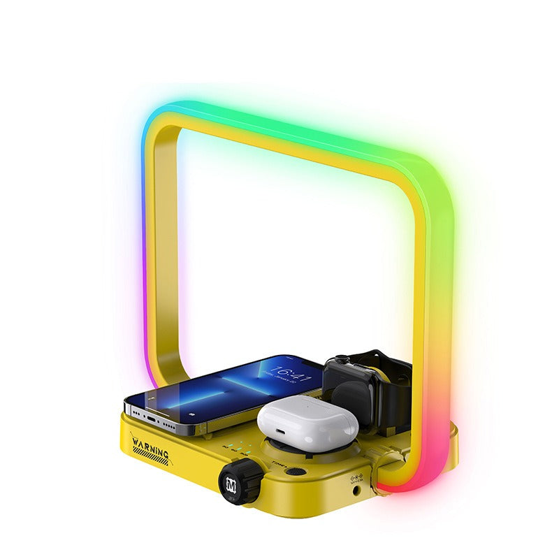 CNON Trendy Multi functional Wireless Charging Atmosphere Light Phone Earphones Watch Three in One RGB Colorful Light Intelligen - Emete store