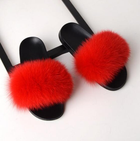 Best Online Shop in Australia - Real Fox Fur Non-slip Slides - Emete store