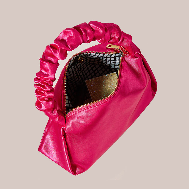 BlossomCraft RoseRuche Chic: Trendy Pleated Wristlet Handbag