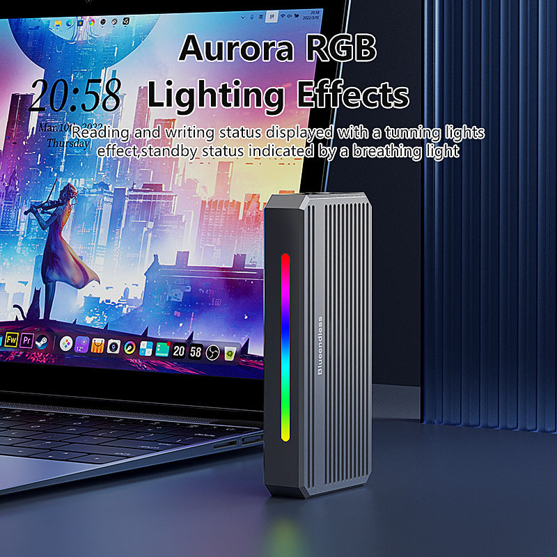 USB4 hard drive box M2 NVME solid-state drive reader 40G Thunderbolt 4 portable hard drive box with RGB light external - Emete store