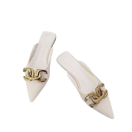 Best Online Shop in Australia - Buttoned Flat Half-Slip Sandals - Emete store