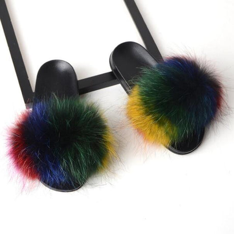 Best Online Shop in Australia - Real Fox Fur Non-slip Slides - Emete store