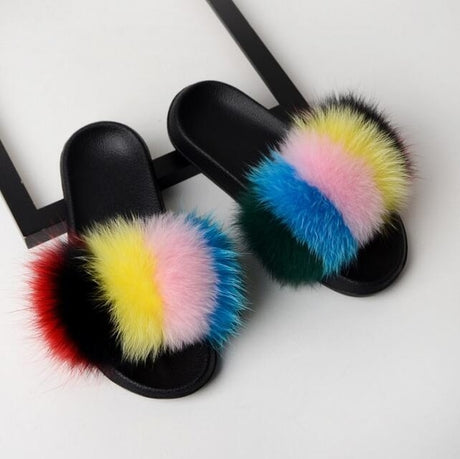 Best Online Shop in Australia - Real Fox Fur Non-slip Slides - Emete store
