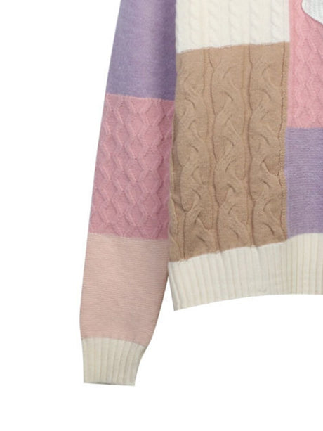 Best Online Shop in Australia - Women’s Round Neck Patchwork Sweater - Emete store